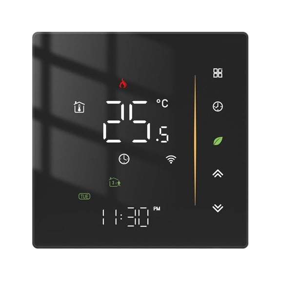 Thermostat,Compatible With And Floor Boiler Compatible Display Temperature Floor Dsfen Temperature Floor Boiler Black water or gas boiler heating