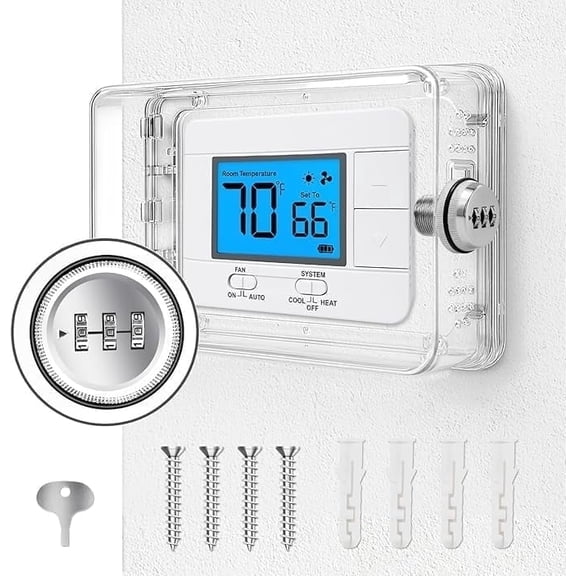 Thermostat Lock Box with Combination Lock, Universal Keyless Large Space Thermostat Cover, Fits 7.1 in x 4.5 in or Smaller, Lockable Guard for Thermostat