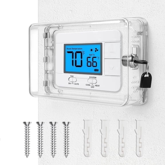 Thermostat Lock Box with Key, Reinforced PC Thermostat Cover, Spacious Interior Design, Fits 7.1 in x 4.5 in or Smaller, Lockable Guard for Thermostat