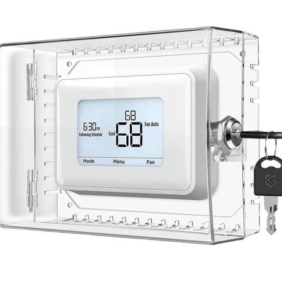 Unbranded 1 Pack Thermostat Lock Box with Key, Clear PC Cover Universal Thermostat Guard Fits up to 4.8 x 6 inch Thermostats for Home Office Commercial Use