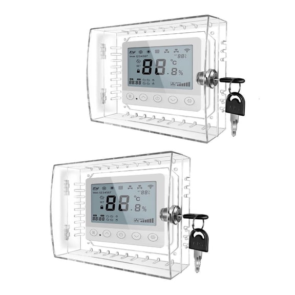 Thermostat Lock Box with Key Clear Thermostat Guard Thermostat Cover Heat Air Condition Control Panel Cover for Office