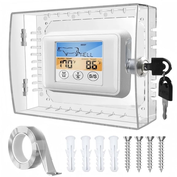 Thermostat Lock Box with Key, for Thermostat on Wall, AC Lock Box Cover with Key Fits Thermostats 5In Hx7In W or Smaller