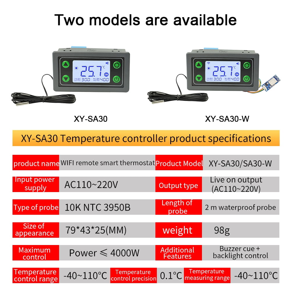 Thermostat,Relay With Shutdown Lcd Display Temperature Cloud Data Display App 30a Relay With Low Temperature Cloud Wifi Built-in 30a Precise With Shutdown And Shutdown And Low Havou