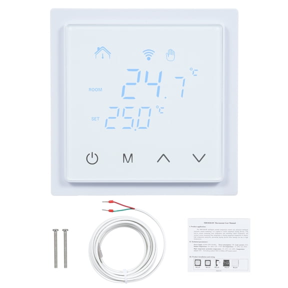 Thermostat,Temperature 85-250v 16a Underfloor With Room Underfloor Wall With Underfloor Temperature 85-250v Wall Underfloor With Led Screen White