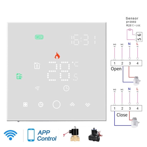 Thermostat Temperature Controller Setup For Water/Electric Floor Heating Water/Gas Boiler APP Remote Smart Wifi Wireless ,Easy to Operate