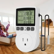 Thermostat Temperature Controller Socket 1800W 15A/120V Digital Thermostat Timer Outlet Heating Cooling Control Timer Plug Smart Plug in Temp Controller for Hom