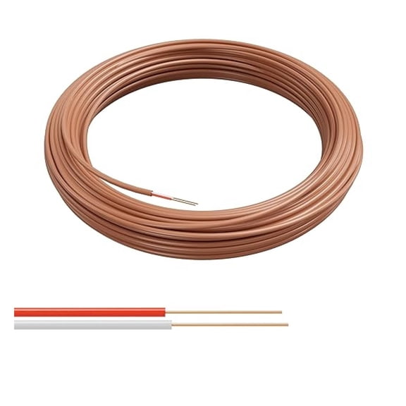 Thermostat Wire 18/2, 150 FT, Solid Copper, 18 Gauge, 2 Conductor, HVAC Wire, Residential, , & Industrial Rated, 45 Meters, Brown