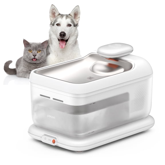 Thermostatic Automatic Pet Water Fountain, Cordless Pet Water Dispenser, Heating Function, 4.5L with Stainless Steel Tray for Cats Dogs Multiple Pets Indoor, S7 Plus White