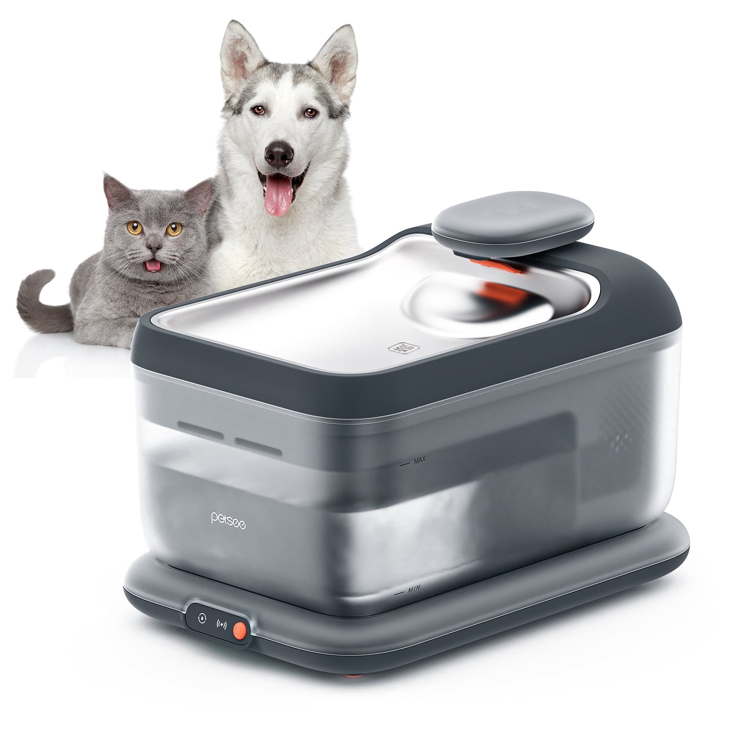 Thermostatic Automatic Pet Water Fountain, Cordless Pet Water Dispenser, Heating Function, 4.5L with Stainless Steel Tray for Cats Dogs Multiple Pets Indoor, S7 Plus Gray