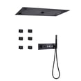 thumbnail image 1 of Thermostatic Ceiling Mounted Rainfall Shower System with 6 PCS of Body Jets, 12.6x24.41 Inch Super Large Rectangle Ceiling Shower Head, Double Rain Shower Head with Display Valve Trim Kit, 1 of 5