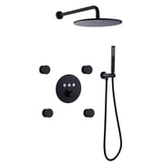 Thermostatic Complete Shower System with 4 PCS of Body Jets, Rainfall Shower Combo Set with Rough-in Valve