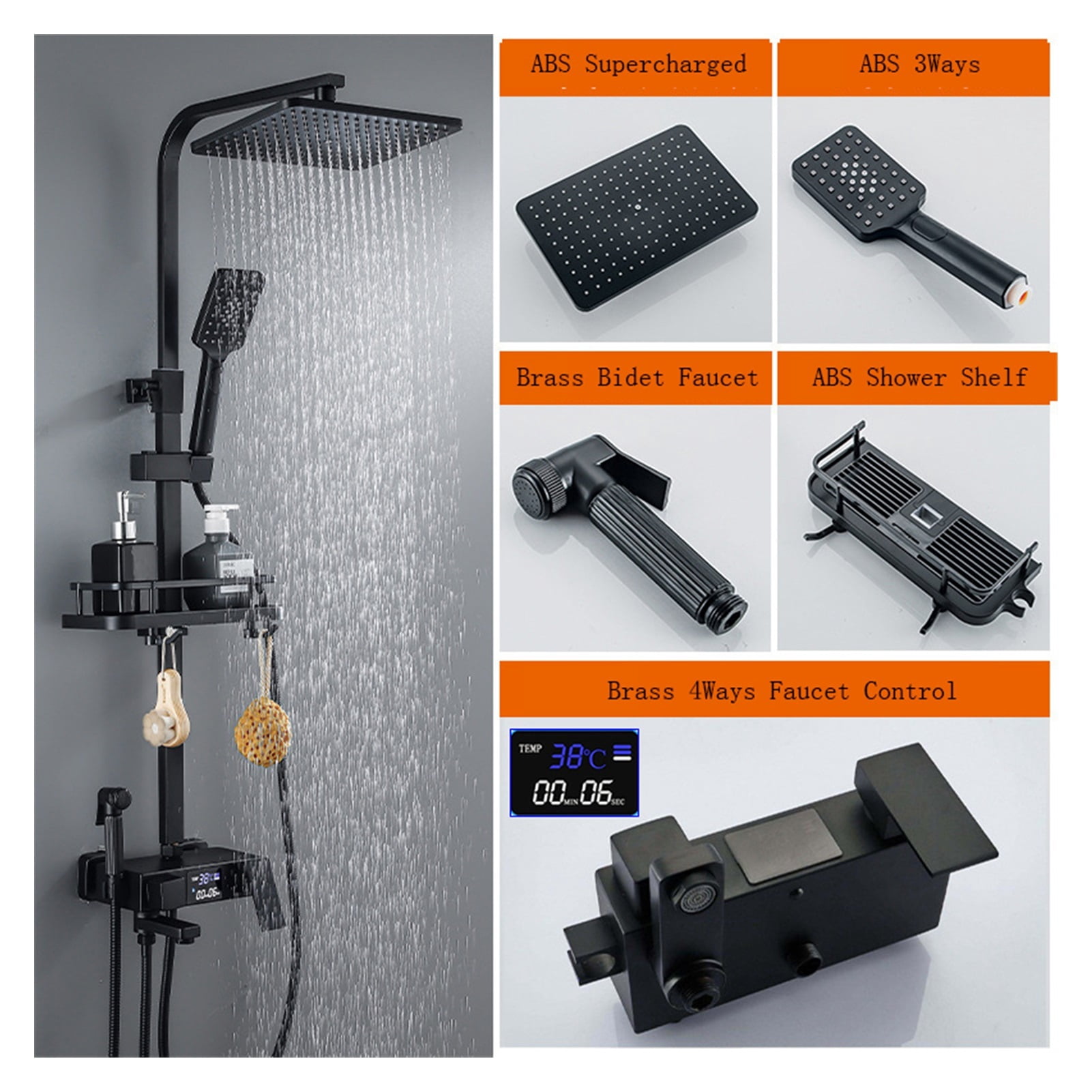 Thermostatic Digital Shower Faucet Set Shower Mxer Crane Rain Shower Bath Faucet Bathtub Shower ...