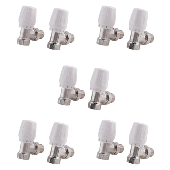 Thermostatic Radiator Valve 10Pcs 15mm x 1/2Inch Thermostatic Angle TRV Thermostatic Radiator Valve for Home Office