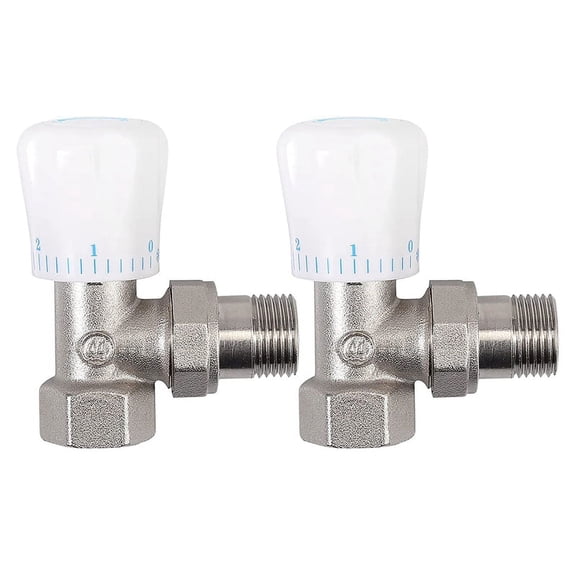 Thermostatic Radiator Valve 2Pcs 15mm x 1/2Inch Thermostatic Angle TRV Thermostatic Radiator Valve Office