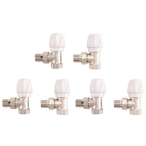 Thermostatic Radiator Valve 6Pcs 15mm X 1/2Inch Thermostatic Angle TRV Thermostatic Radiator Valve for Home Office