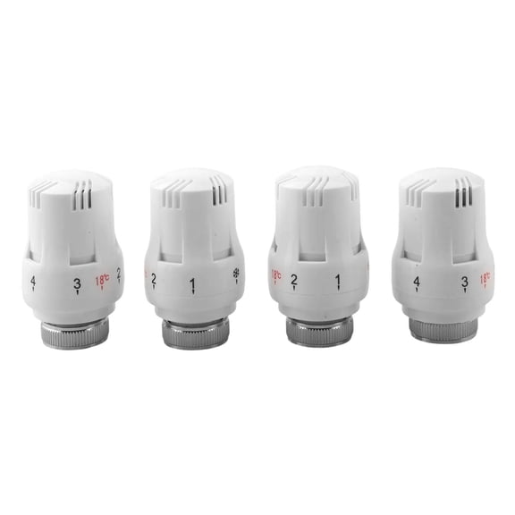 Thermostatic Radiator Valve With M30x1.5 Thread, 5-Temp Level Heating Control For Central Heating Systems, Alloy And Plastic Construction, White