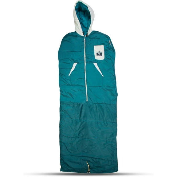 Thermotuff Wearable Sleeping Bag with Dual Hoodie, Zippered Arm Holes, Pockets & Adjustable Drawstring - Ideal for Camping, Cold Weather Hiking, and Stadium Sak Blanket