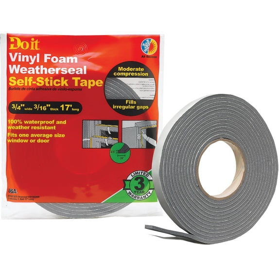 Thermwell Products Co. Do it Best Heavy Density PVC Closed Cell Vinyl Foam Weatherstrip Tape - Pack of 8