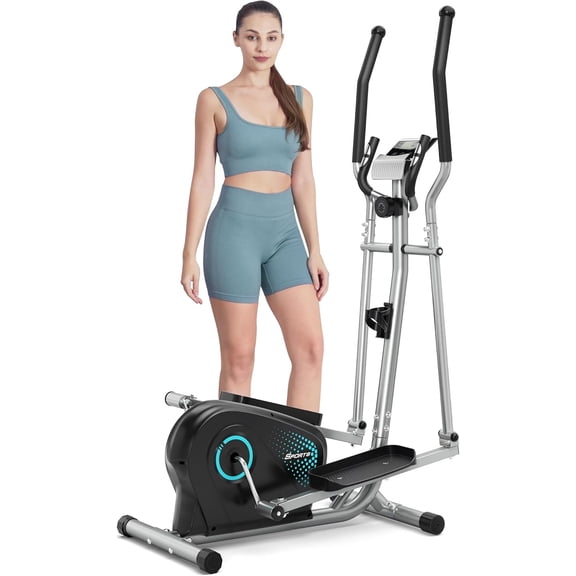 Therunfit Elliptical Exercise Machine, Ultra-Quiet, 16 Resistance Levels, LCD Monitor