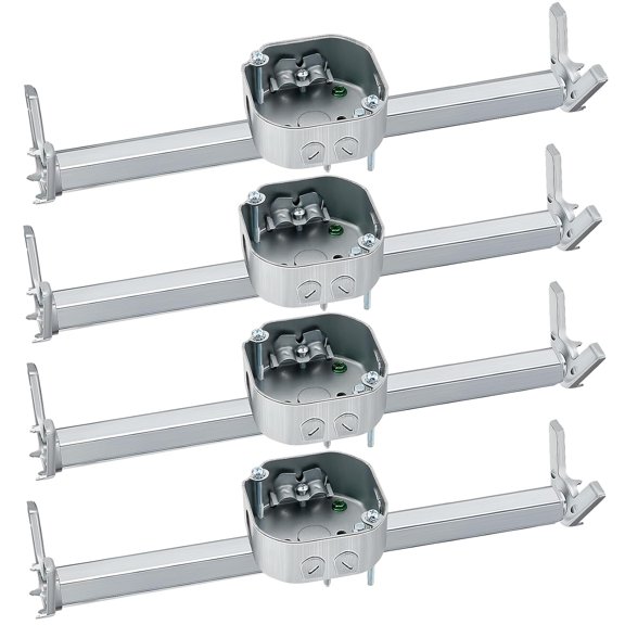 Therwen 4 Pcs Adjustable Fan Electrical Box Brace 14.2 Inches Long Silver Ceiling Fan Mounting Bracket for Fans and Light Fixtures