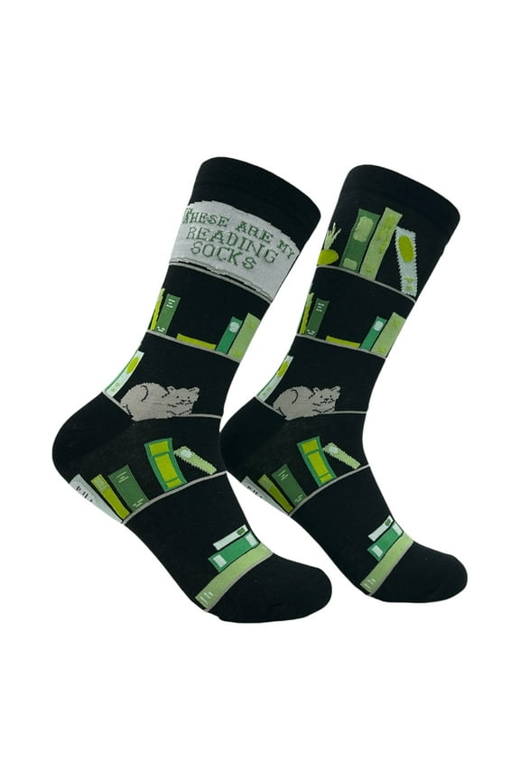 These Are My Reading Socks Funny Sarcastic Nerd Graphic Novelty Footwear for Ladies