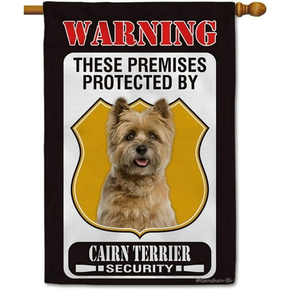 These Premises Protected by Cairn Terrier House Flag Dog Warning Welcome Yard Flag Sign Banner for Outdoor Farmhouse 28X40 Inch Double Side