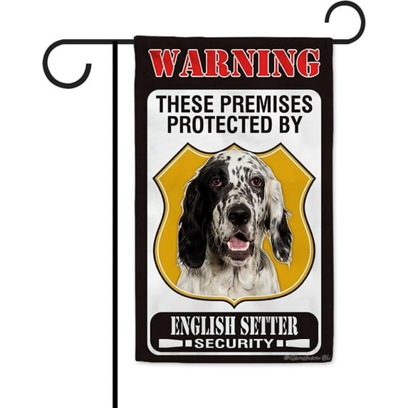 These Premises Protected by English Setter Garden Flag Dog Warning Sign Banner for Outdoor Yard Farmhouse 12.5X18 Inch Double Side
