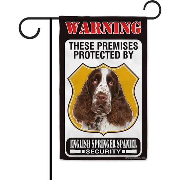 These Premises Protected by English Springer Spaniel Garden Flag Dog Warning Sign Banner for Outdoor Yard Farmhouse 12.5X18 Inch Double Side