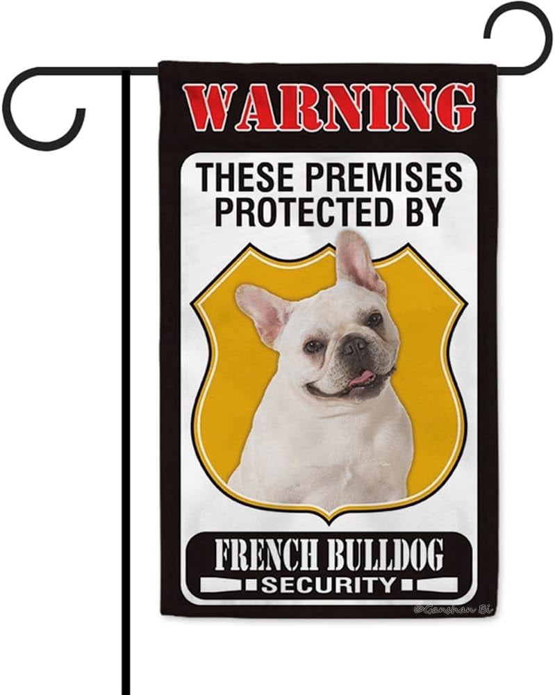 Cartello In Latta Vintage 20x30 Cm: "Proprietà Protetta Da Bulldog Francese" - Divertente Targa Metallo Per Cancello, Cane Da Guardia - 2