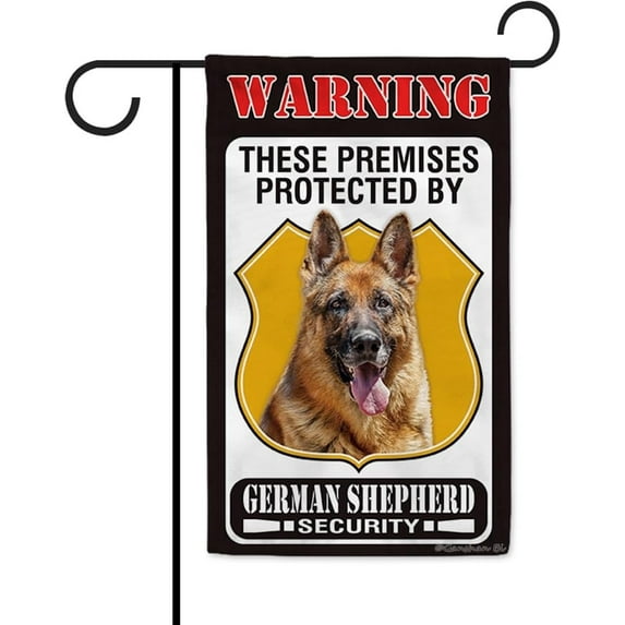 These Premises Protected by German Shepherd Garden Flag Puppy Warning Sign Banner for Outdoor Yard Farmhouse 12.5X18 Inch Double Side