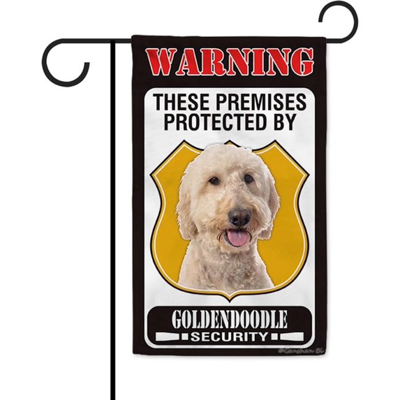 These Premises Protected by Goldendoodle Garden Flag Dog Warning Sign Banner for Outdoor Yard Farmhouse 12.5X18 Inch Double Side