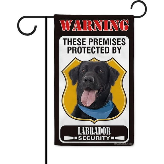 These Premises Protected by Labrador Garden Flag Dog Warning Sign Banner for Patio Yard Farmhouse 12.5X18 Inch Double Side