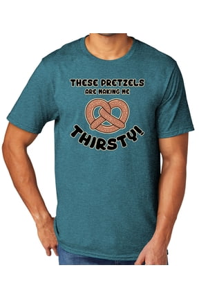 These Pretzels are Making Me Thirsty Men's TriBlend Tee Shirt, Large Vivid Teal Heather