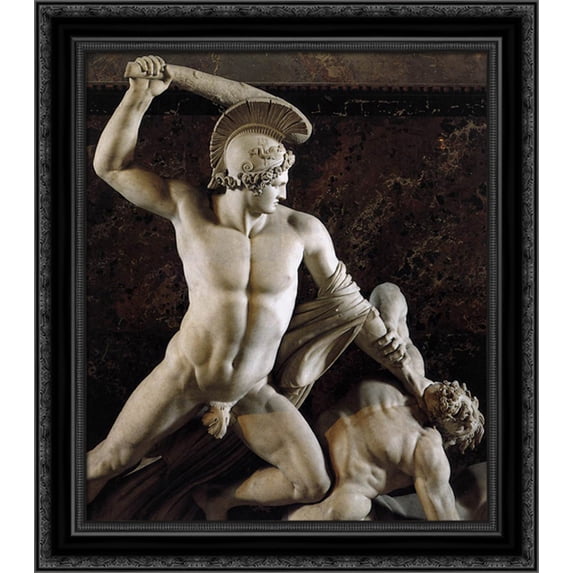 Theseus and the Centaur (detail) 20x22 Black Ornate Wood Framed Canvas Art by Canova, Antonio