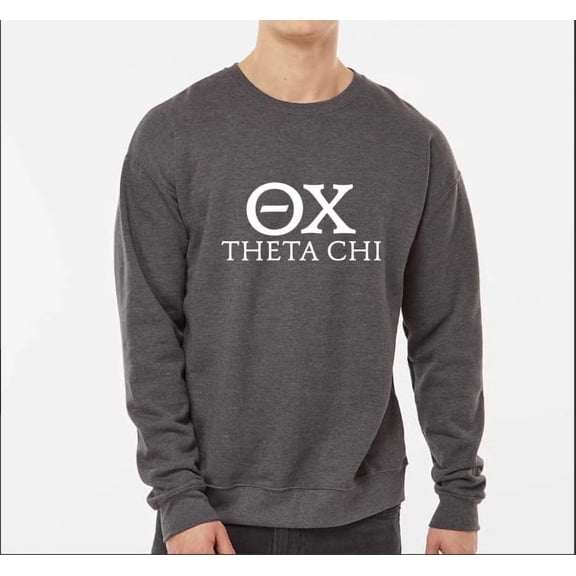 Theta Chi Sweatshirt, Crewneck Sweatshirt with Varsity Greek Letters Design - Size Extra Large