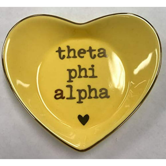 Theta Phi Alpha Jewelry Dish - Heart-Shaped High-gloss finish Ceramic tray with Gold Detailing, Multi-Function Ceramic Ring Dish for Home or Office, Ideal for Jewelry and Keys