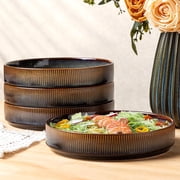 Theterra 7.5 Ceramic Pasta Bowls, Salad Bowls Set of 4, Stoneware Serving Bowls for Fruits, Noodle, Dinner, House-warming Wedding Present, Coca Mocha