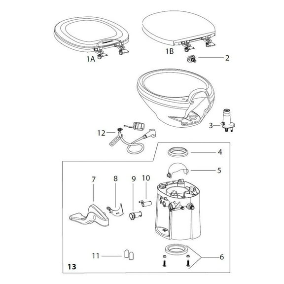 Thetford 42135 White, Style II Low Profile Toilet Base Kit RV Part