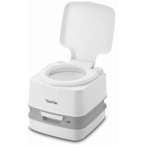 Thetford 92861 Porta Potti 135 White 2.6 Gallon Outdoor Toilet with Hold Down Kit