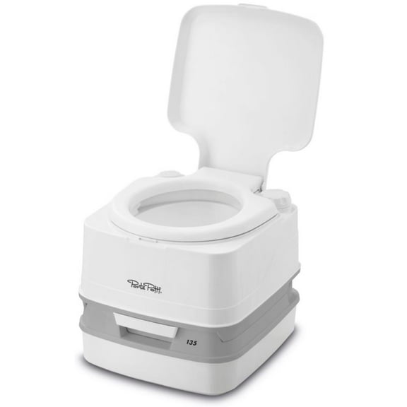 Thetford 92861 Porta Potti 135 White 2.6 Gallon Outdoor Toilet with Hold Down Kit