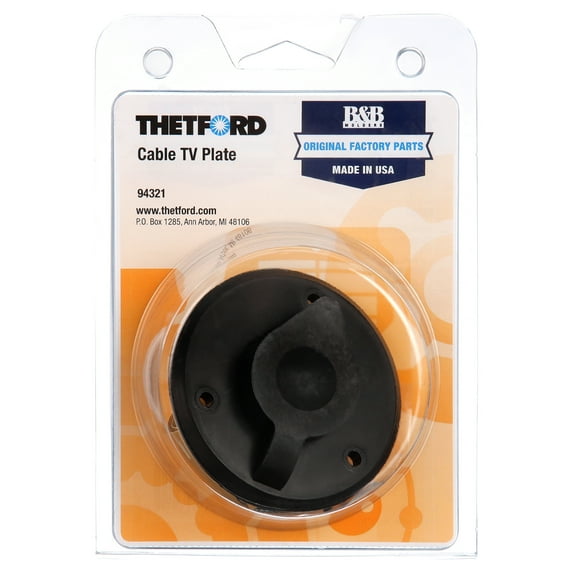 Thetford 94321 Coax Cable TV Plate - 3.125", Black