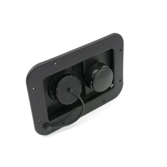 Thetford | B&B Molders RV 6" City/ Gravity Water Hatch with Plastic Check Valve, Black, 94223