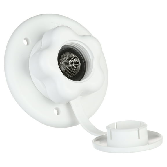 Thetford | B&B Molders RV City Water Flange with Plastic Check Valve, Polar White PN 94216 Thetford