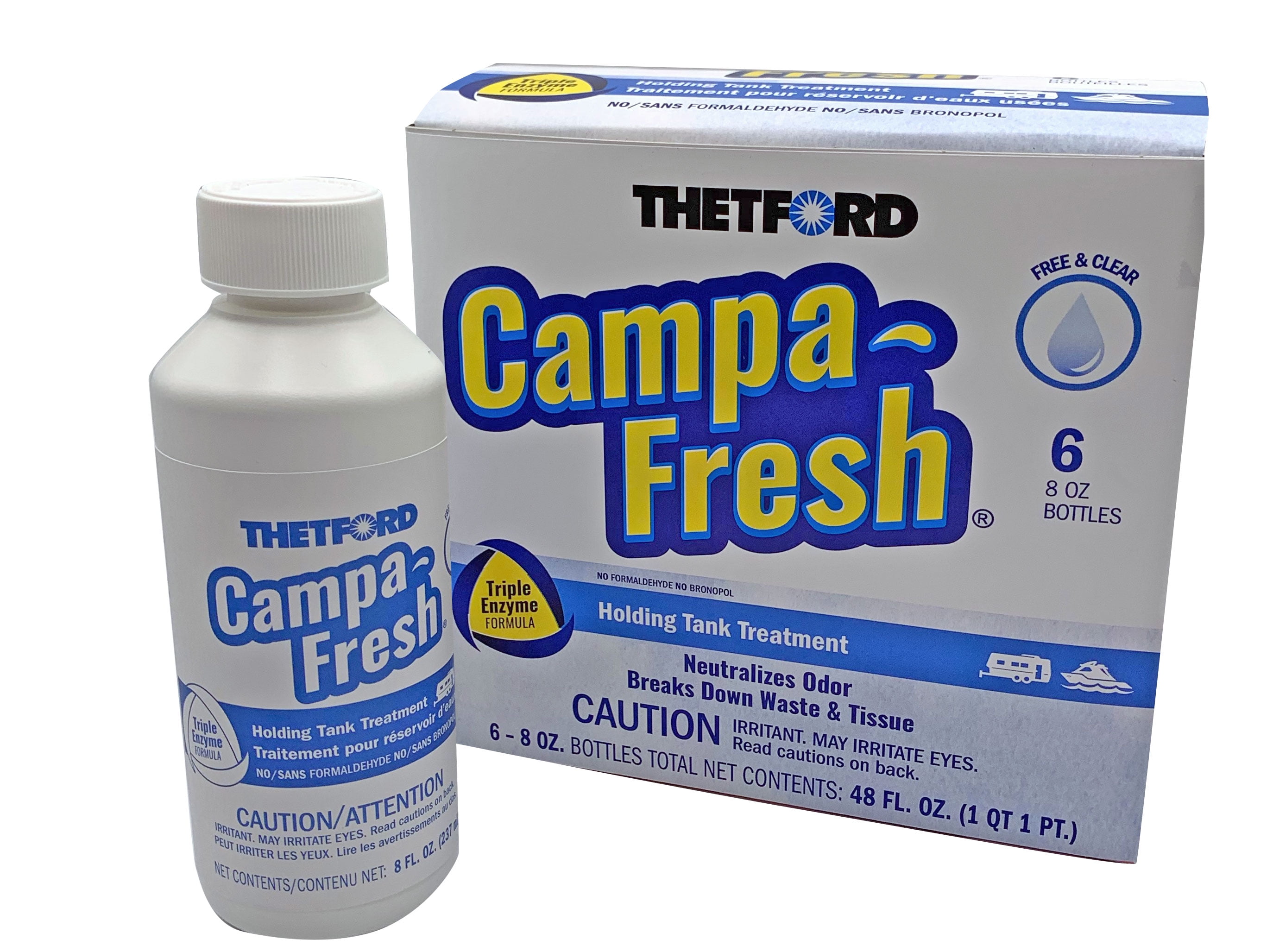 Thetford Campa-Fresh Free And Clear 6-8 oz Bottles. Liquid Holding Tank Treatment