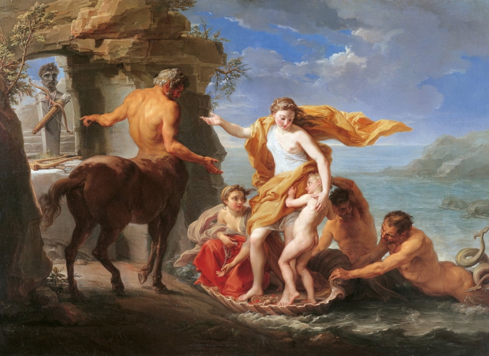 Thetis Entrusting Achilles To The Centaur Chiron Canvas Art - (24 x 18)