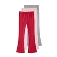 thumbnail image 1 of Thetops 3 Pack Juniors Cotton Flared Pants - Gray, 8-9T Size, 100% Soft Breathable, Elastic Waist for Daily Wear/School/Casual Outings, 1 of 2