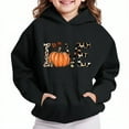 thumbnail image 1 of Thetops Big Girls 11T Black Hoodie - Fall Halloween Thanksgiving Festive Sweatshirt with Pumpkin, Autumn Leaves & LOVE Graphic - Durable Machine Washable, 1 of 4