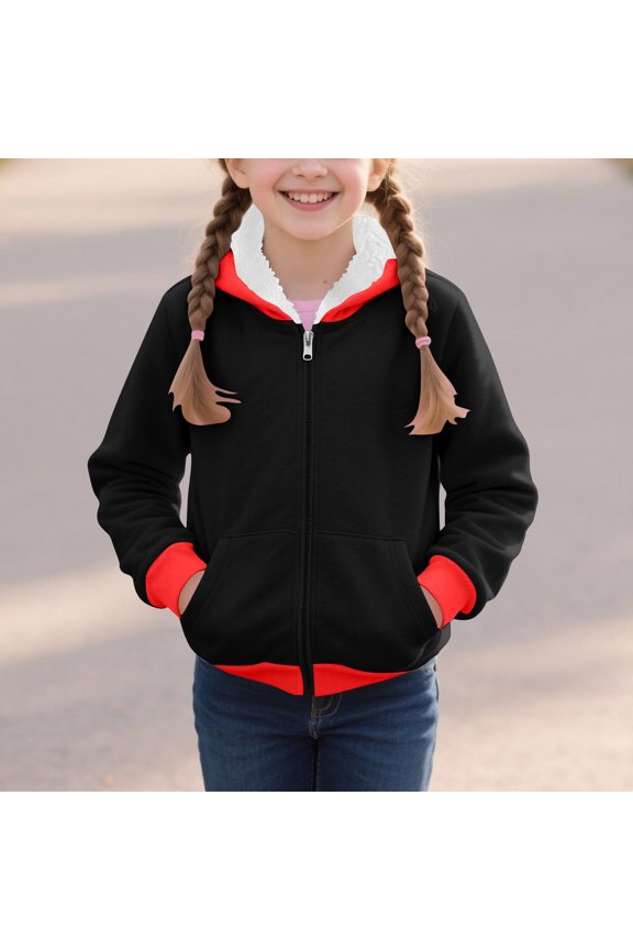 Big Girls' 11T Black Zip-Up Jacket - Fleece Lined, Stretchy, Durable & Warm for Spring/Fall Everyday Wear