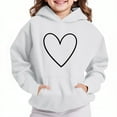 thumbnail image 1 of Thetops Big Girls' 11T White Hoodie - Heart Print Polyester Sweatshirt with Kangaroo Pocket, Durable for School & Everyday Wear, 1 of 4