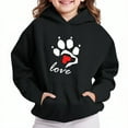 thumbnail image 1 of Thetops Big Girls 13T Pet Paw Print Hoodie with Love Motif - Black, Kangaroo Pocket, Machine Washable, 1 of 4